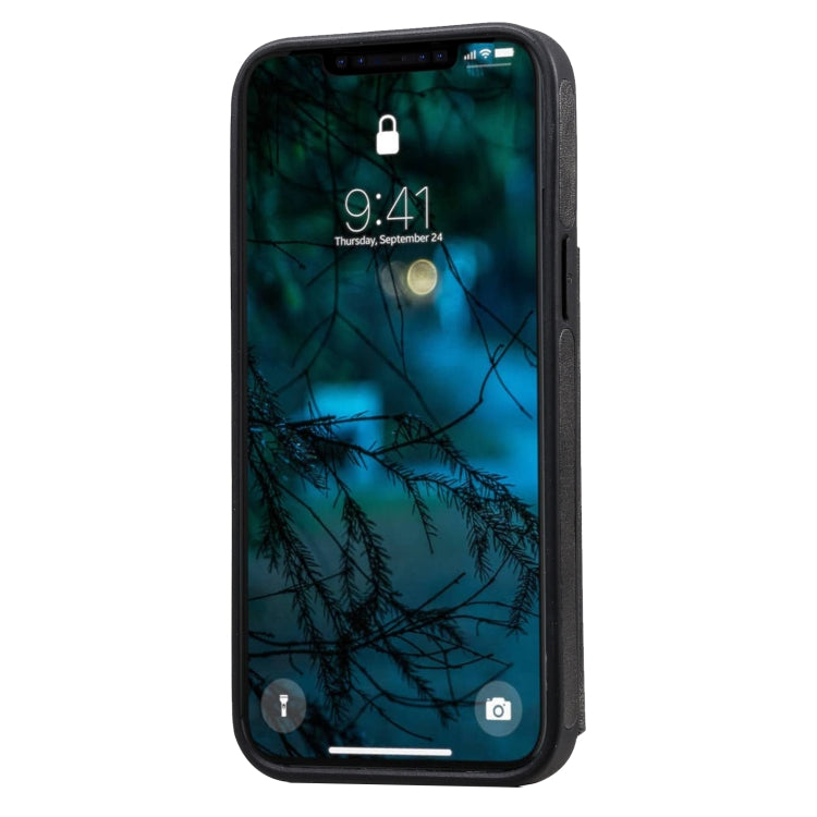 For iPhone 12 Pro Max Shockproof Calf Texture Protective Case with Holder & Card Slots & Frame