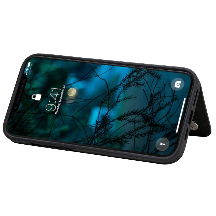 For iPhone 12 Pro Max Shockproof Calf Texture Protective Case with Holder & Card Slots & Frame