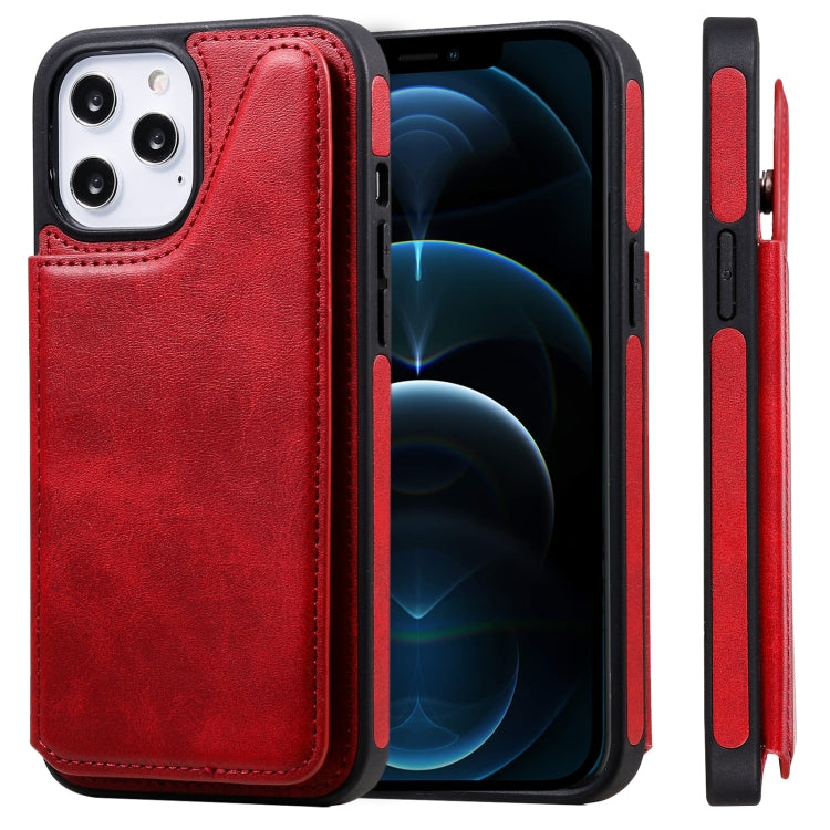 For iPhone 12 Pro Max Shockproof Calf Texture Protective Case with Holder & Card Slots & Frame