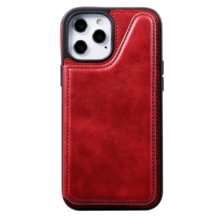 For iPhone 12 Pro Max Shockproof Calf Texture Protective Case with Holder & Card Slots & Frame