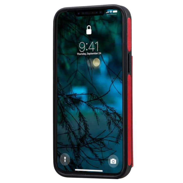 For iPhone 12 Pro Max Shockproof Calf Texture Protective Case with Holder & Card Slots & Frame