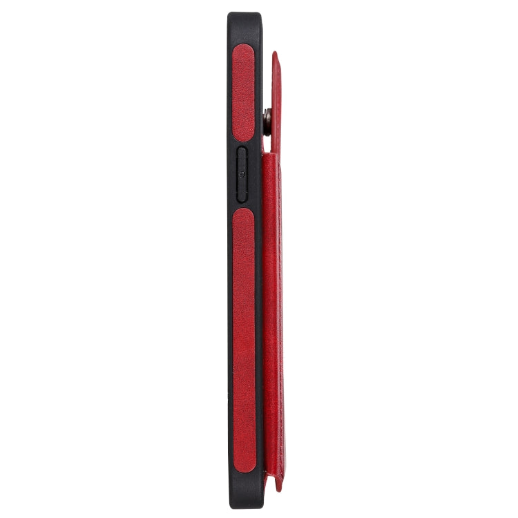 For iPhone 12 Pro Max Shockproof Calf Texture Protective Case with Holder & Card Slots & Frame