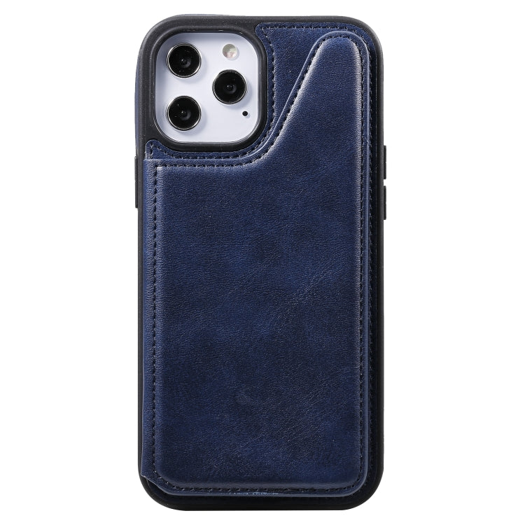 For iPhone 12 Pro Max Shockproof Calf Texture Protective Case with Holder & Card Slots & Frame
