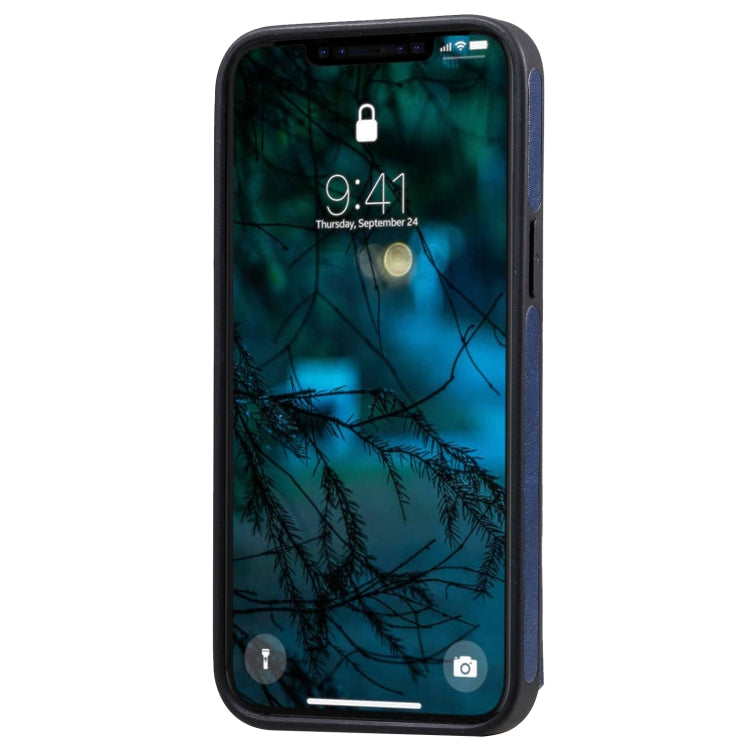 For iPhone 12 Pro Max Shockproof Calf Texture Protective Case with Holder & Card Slots & Frame