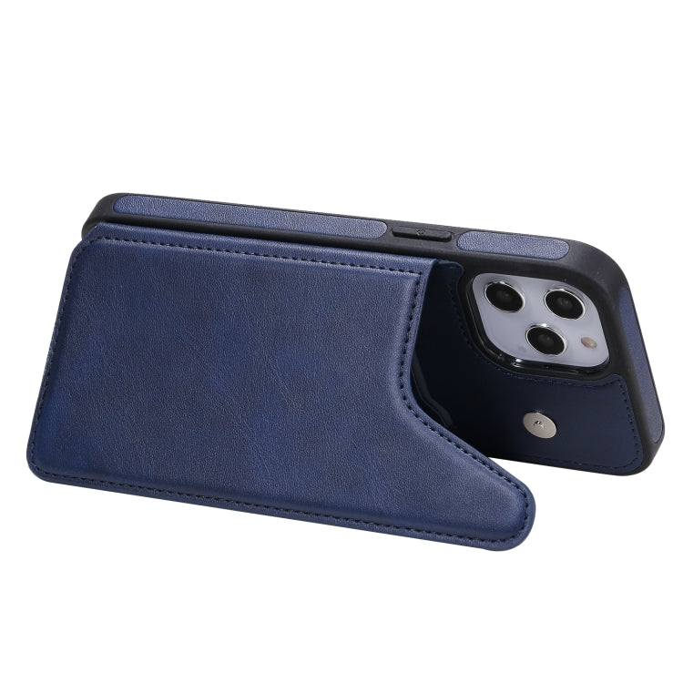 For iPhone 12 Pro Max Shockproof Calf Texture Protective Case with Holder & Card Slots & Frame