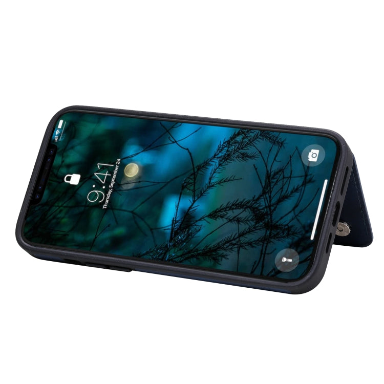 For iPhone 12 Pro Max Shockproof Calf Texture Protective Case with Holder & Card Slots & Frame