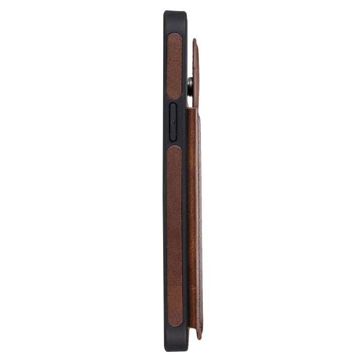 For iPhone 12 Pro Max Shockproof Calf Texture Protective Case with Holder & Card Slots & Frame