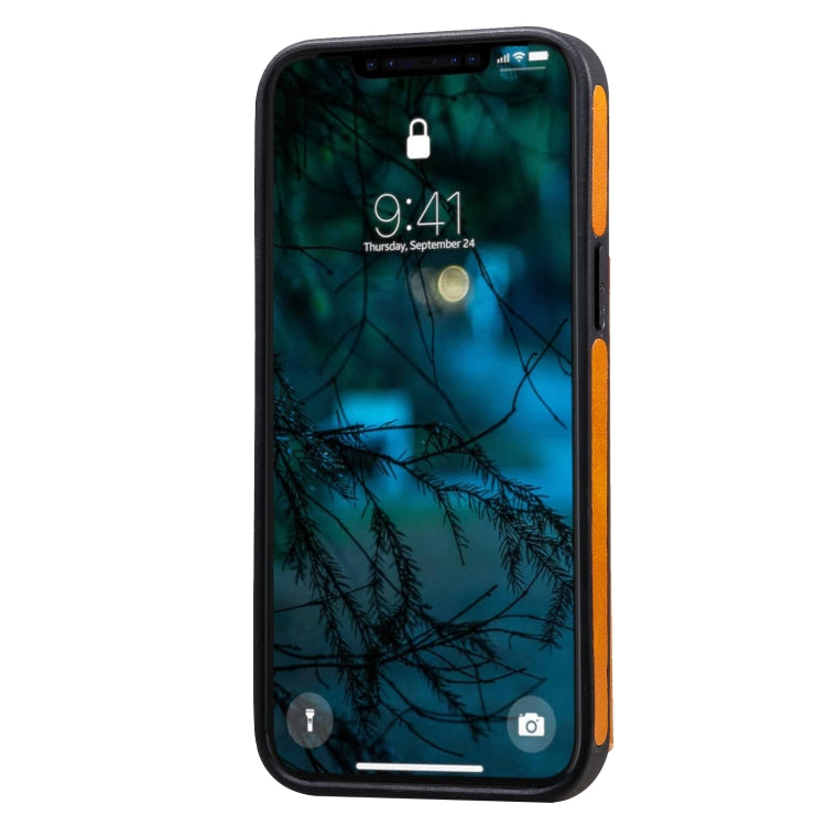 For iPhone 12 Pro Max Shockproof Calf Texture Protective Case with Holder & Card Slots & Frame