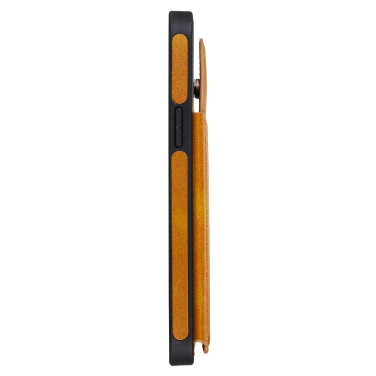 For iPhone 12 Pro Max Shockproof Calf Texture Protective Case with Holder & Card Slots & Frame