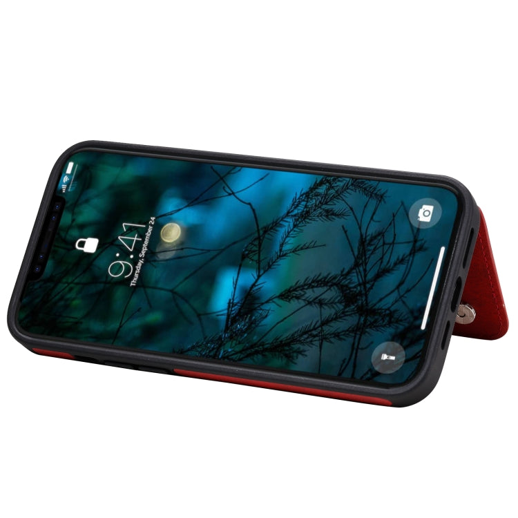 For iPhone 12 Pro Max Shockproof Calf Texture Protective Case with Holder & Card Slots & Frame