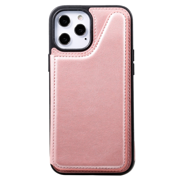 For iPhone 12 Pro Max Shockproof Calf Texture Protective Case with Holder & Card Slots & Frame