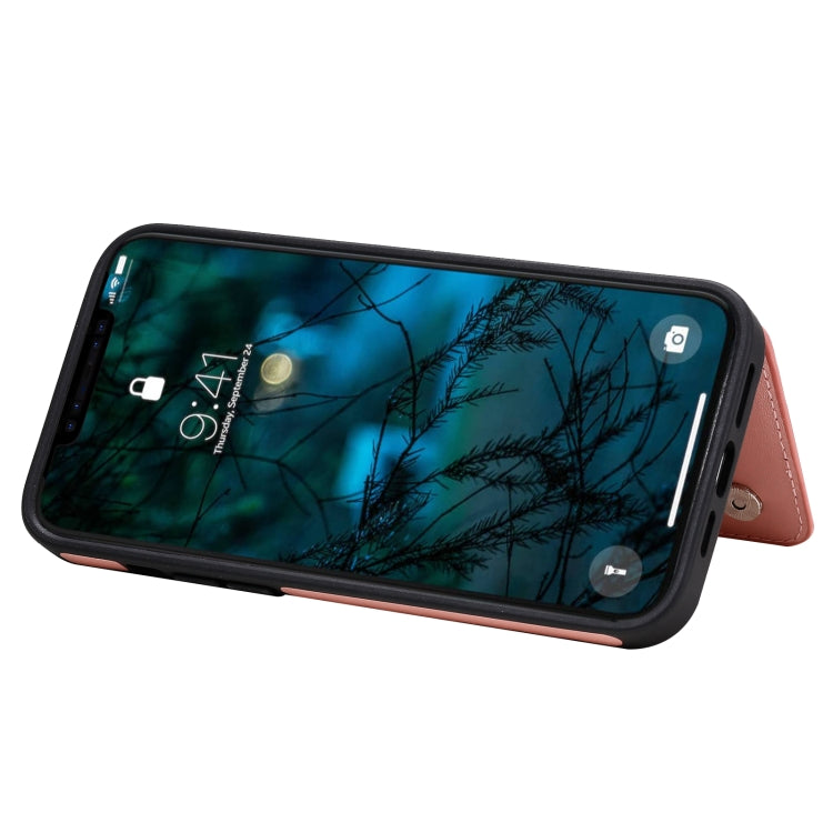 For iPhone 12 Pro Max Shockproof Calf Texture Protective Case with Holder & Card Slots & Frame