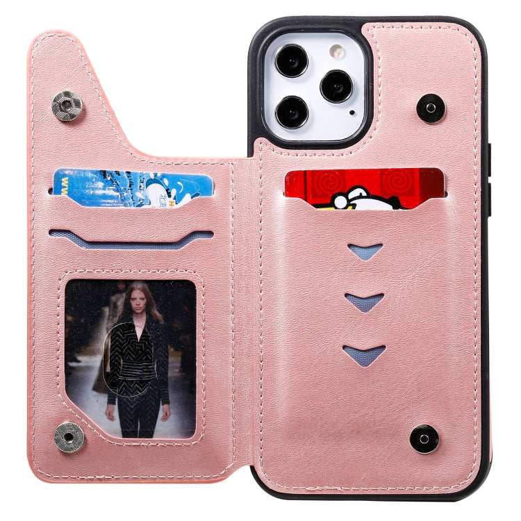 For iPhone 12 Pro Max Shockproof Calf Texture Protective Case with Holder & Card Slots & Frame