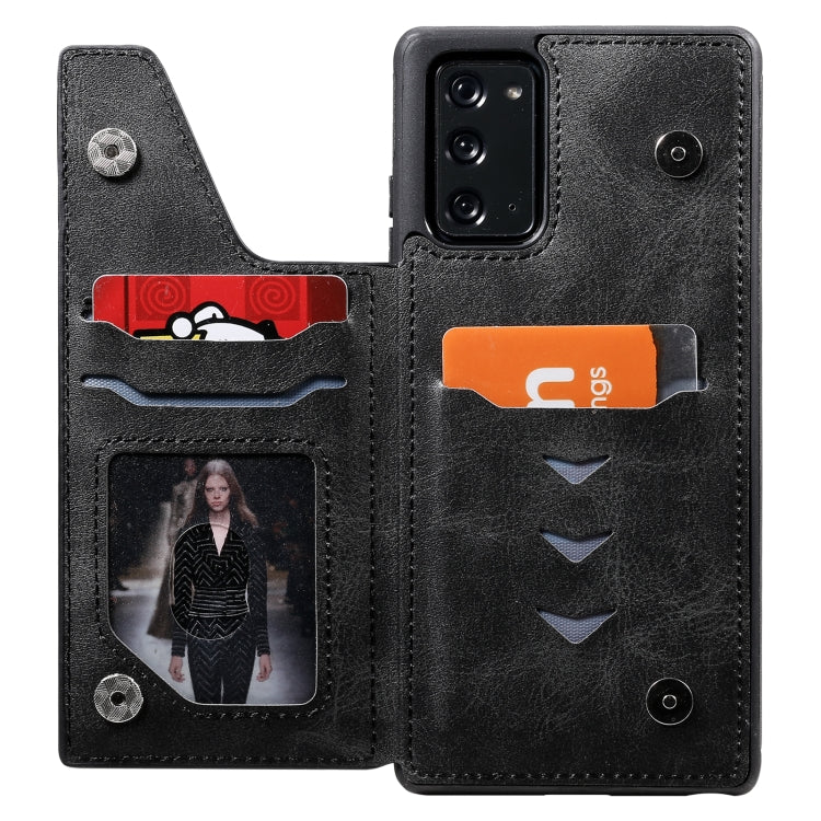 Shockproof Calf Texture Protective Case with Holder & Card Slots & Frame For Samsung Galaxy Note20