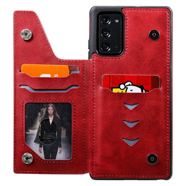 Shockproof Calf Texture Protective Case with Holder & Card Slots & Frame For Samsung Galaxy Note20