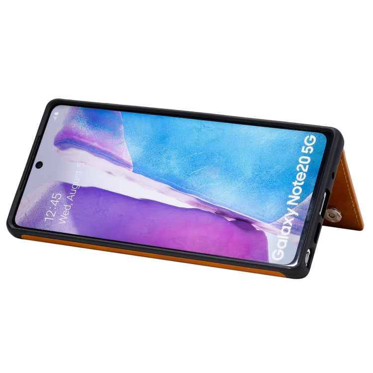 Shockproof Calf Texture Protective Case with Holder & Card Slots & Frame For Samsung Galaxy Note20