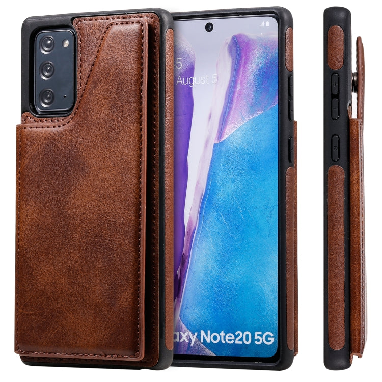 Shockproof Calf Texture Protective Case with Holder & Card Slots & Frame For Samsung Galaxy Note20
