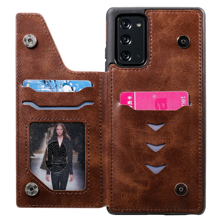 Shockproof Calf Texture Protective Case with Holder & Card Slots & Frame For Samsung Galaxy Note20