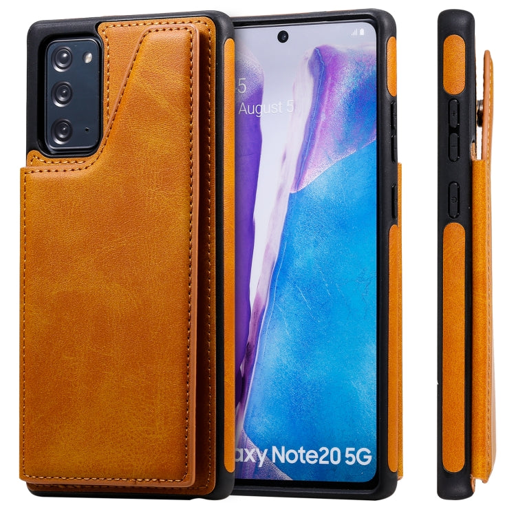 Shockproof Calf Texture Protective Case with Holder & Card Slots & Frame For Samsung Galaxy Note20