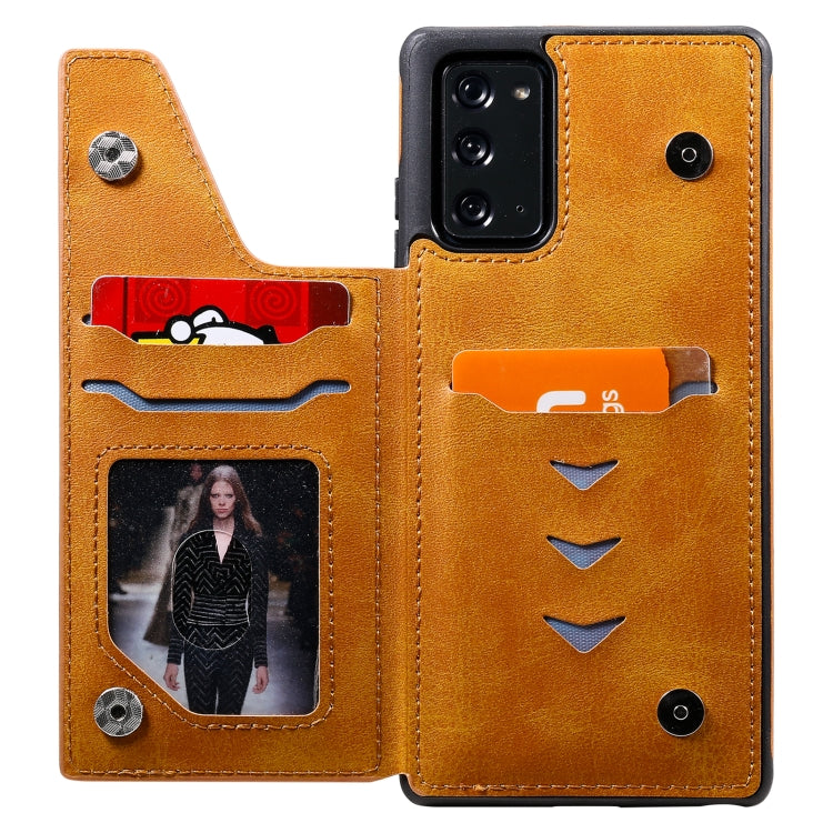 Shockproof Calf Texture Protective Case with Holder & Card Slots & Frame For Samsung Galaxy Note20