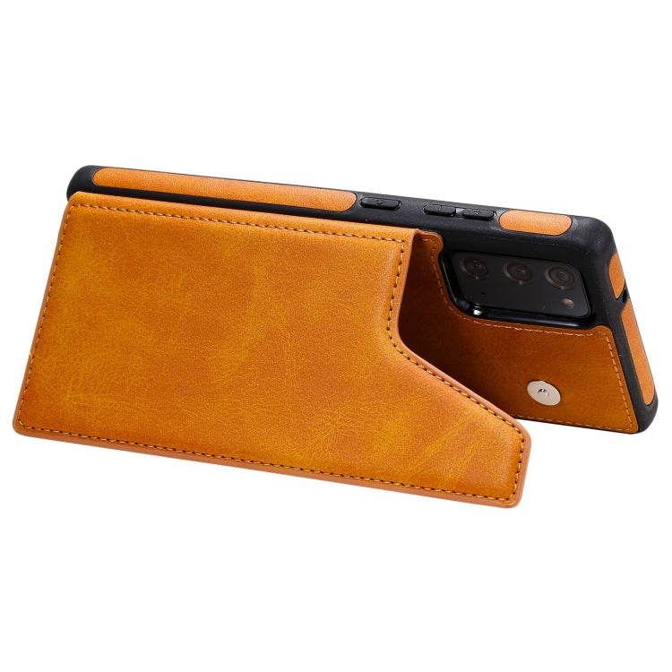Shockproof Calf Texture Protective Case with Holder & Card Slots & Frame For Samsung Galaxy Note20