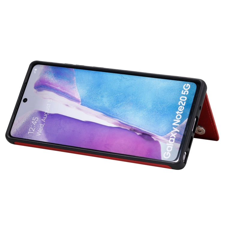Shockproof Calf Texture Protective Case with Holder & Card Slots & Frame For Samsung Galaxy Note20