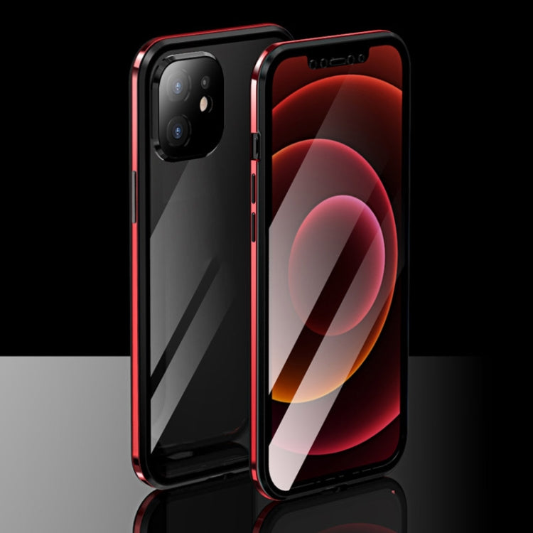 For iPhone 12 Electroplating Frame Double Sides Tempered Glass Magnetic Adsorption Case