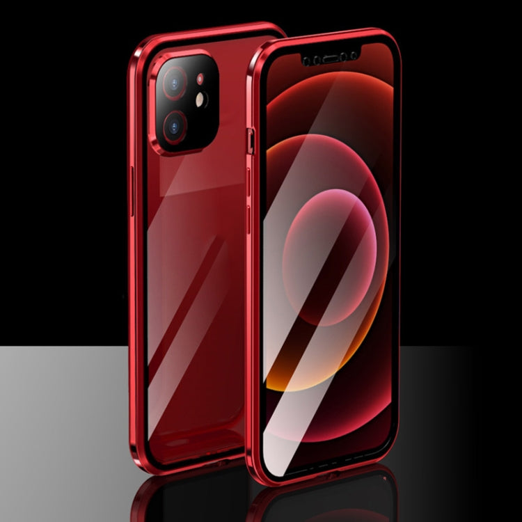For iPhone 12 Electroplating Frame Double Sides Tempered Glass Magnetic Adsorption Case