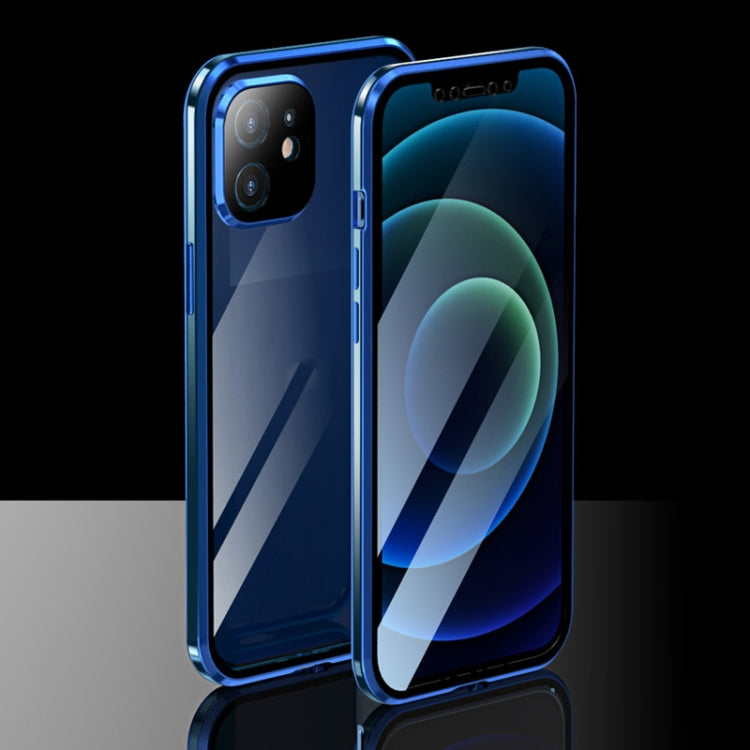 For iPhone 12 Electroplating Frame Double Sides Tempered Glass Magnetic Adsorption Case
