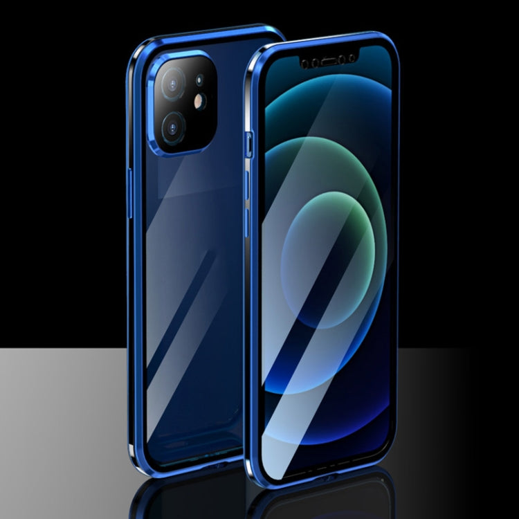 For iPhone 12 Electroplating Frame Double Sides Tempered Glass Magnetic Adsorption Case