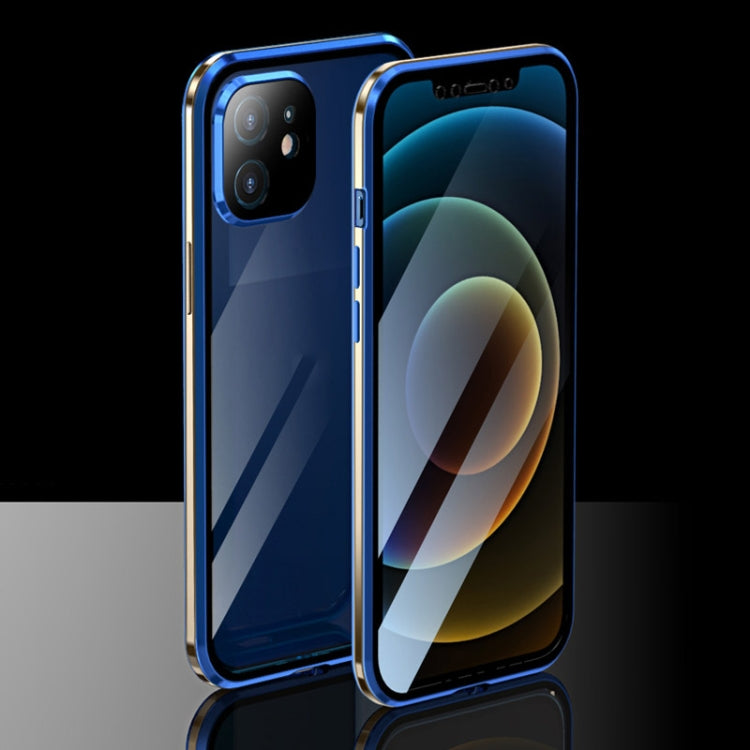 For iPhone 12 Electroplating Frame Double Sides Tempered Glass Magnetic Adsorption Case