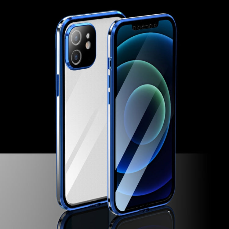 For iPhone 12 Electroplating Frame Double Sides Tempered Glass Magnetic Adsorption Case