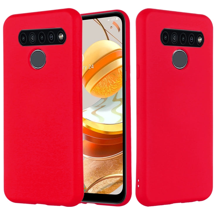 For LG K61 Pure Color Liquid Silicone Shockproof Full Coverage Case