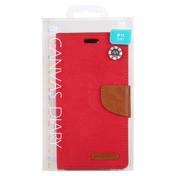 For iPhone 11 Pro MERCURY GOOSPERY CANVAS DIARY Canvas Texture Horizontal Flip Leather Case with Card Slots & Wallet & Holder