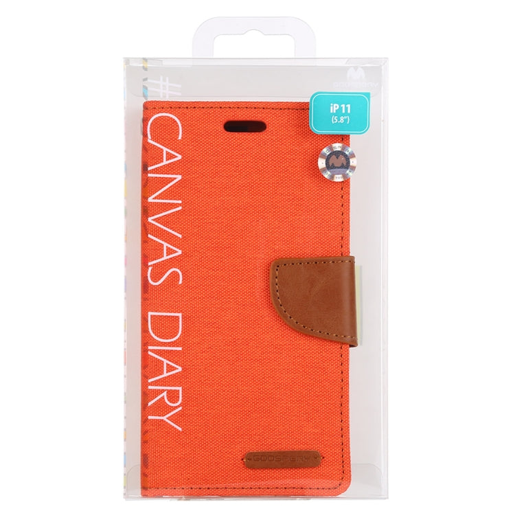 For iPhone 11 Pro MERCURY GOOSPERY CANVAS DIARY Canvas Texture Horizontal Flip Leather Case with Card Slots & Wallet & Holder