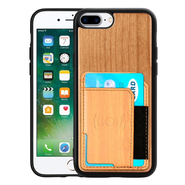 Wood Grain PU+TPU Protective Case with Card Slot For iPhone 8 & 7