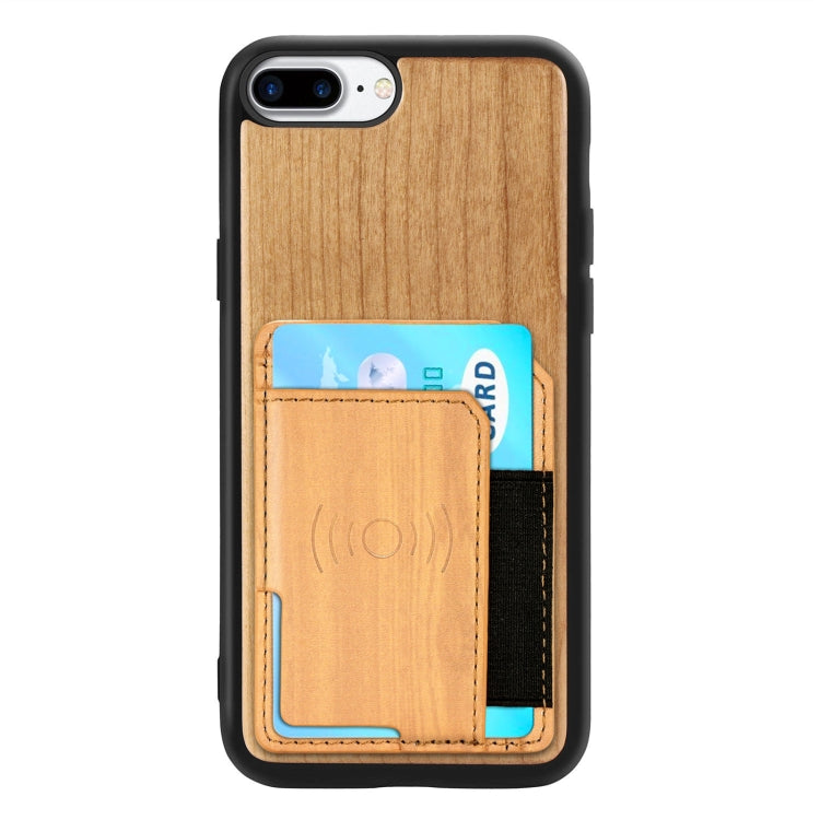 Wood Grain PU+TPU Protective Case with Card Slot For iPhone 8 & 7