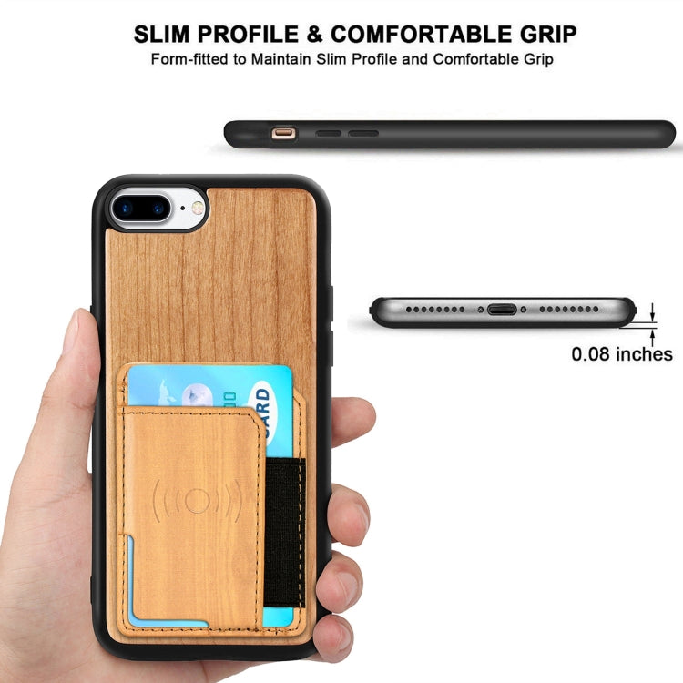 Wood Grain PU+TPU Protective Case with Card Slot For iPhone 8 & 7