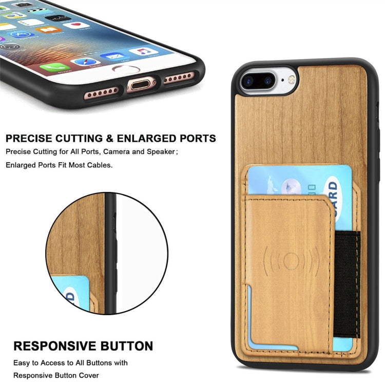 Wood Grain PU+TPU Protective Case with Card Slot For iPhone 8 & 7