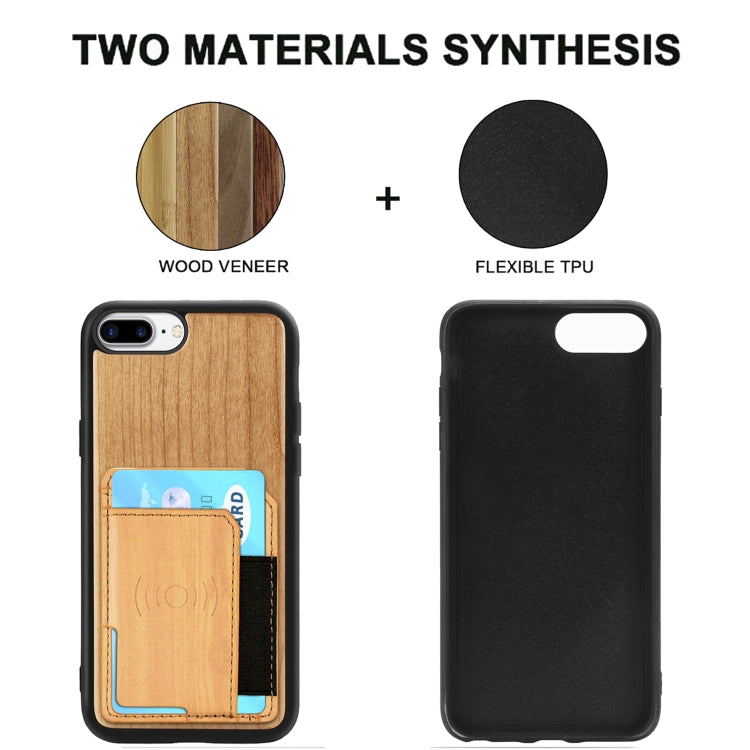 Wood Grain PU+TPU Protective Case with Card Slot For iPhone 8 & 7
