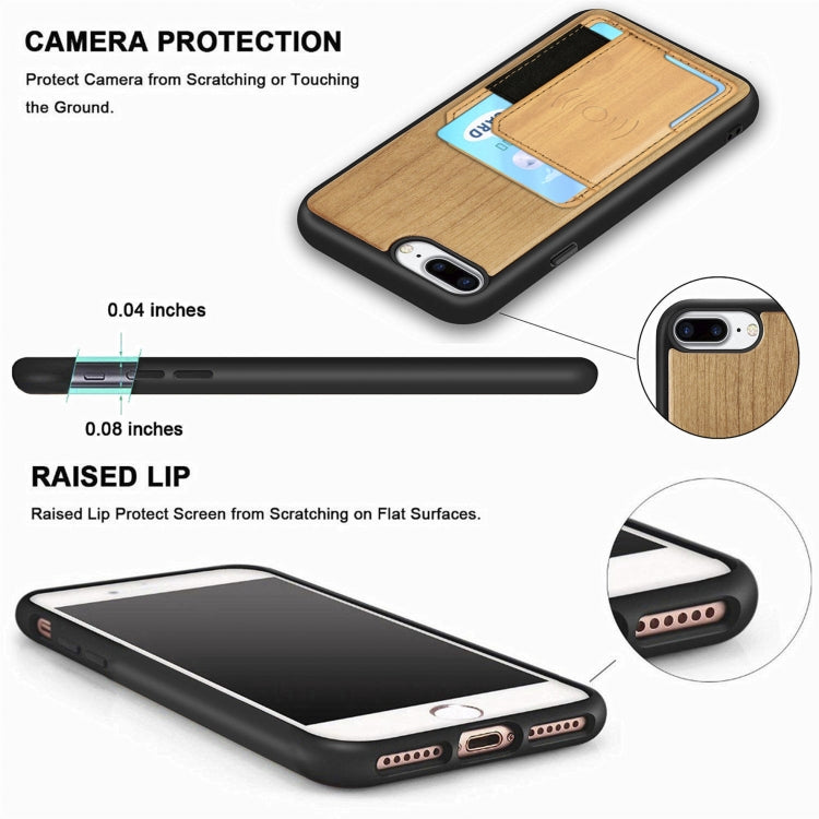 Wood Grain PU+TPU Protective Case with Card Slot For iPhone 8 & 7