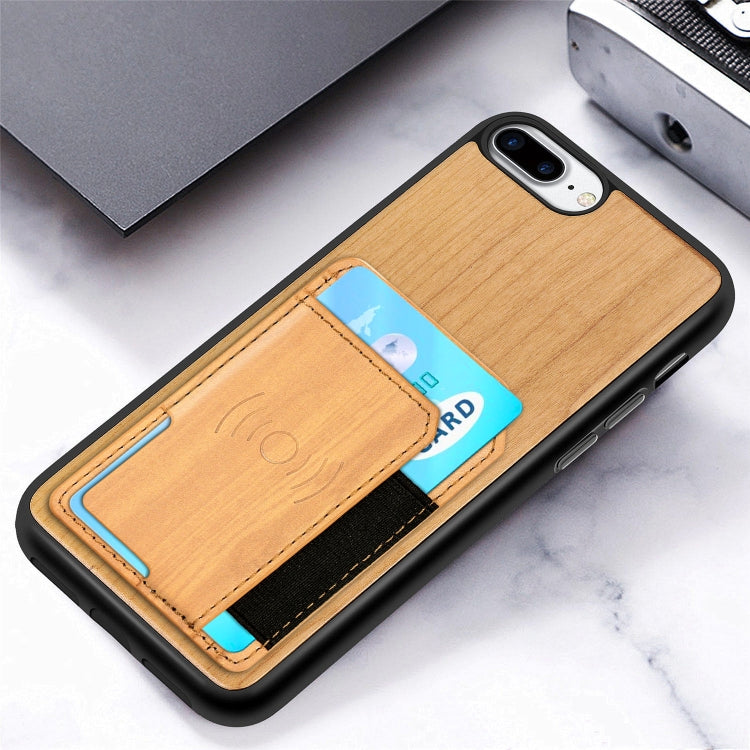 Wood Grain PU+TPU Protective Case with Card Slot For iPhone 8 & 7