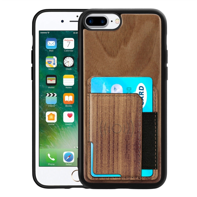 Wood Grain PU+TPU Protective Case with Card Slot For iPhone 8 & 7