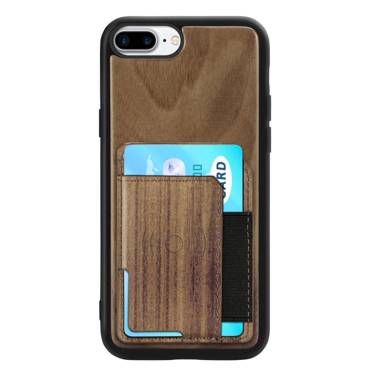 Wood Grain PU+TPU Protective Case with Card Slot For iPhone 8 & 7