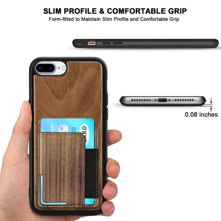 Wood Grain PU+TPU Protective Case with Card Slot For iPhone 8 & 7