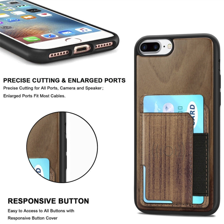 Wood Grain PU+TPU Protective Case with Card Slot For iPhone 8 & 7
