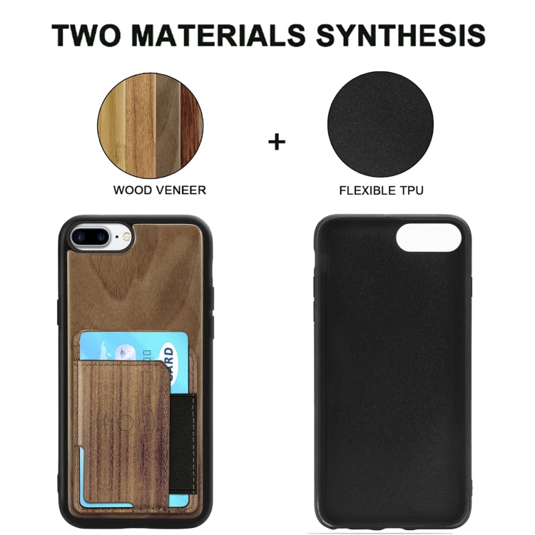 Wood Grain PU+TPU Protective Case with Card Slot For iPhone 8 & 7