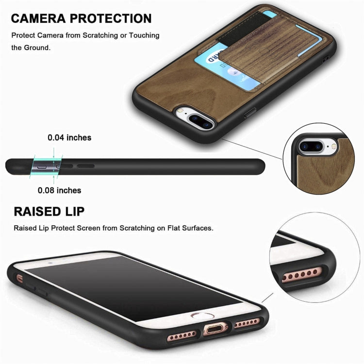 Wood Grain PU+TPU Protective Case with Card Slot For iPhone 8 & 7