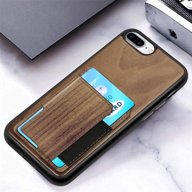 Wood Grain PU+TPU Protective Case with Card Slot For iPhone 8 & 7