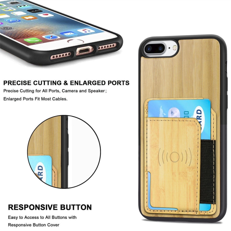 Wood Grain PU+TPU Protective Case with Card Slot For iPhone 8 & 7